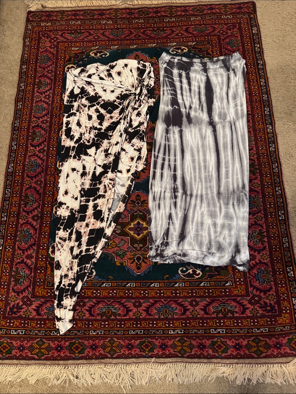 Tie-Dye Maxi Skirt - Black & White
